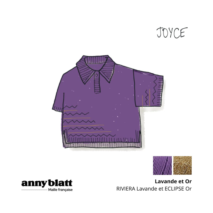 Charger l&#39;image dans la galerie, Polo à tricoter en coton violet avec fantaisies 
