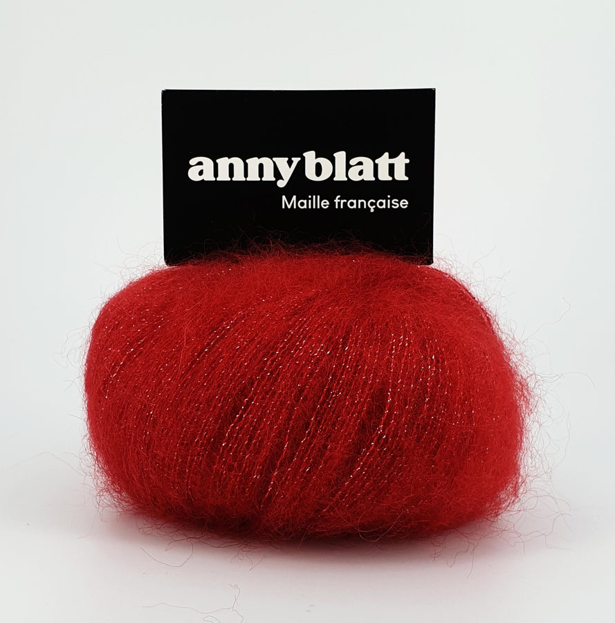 Charger l&#39;image dans la galerie, pelote mohair et soie à tricoter rouge groseille sirius 
