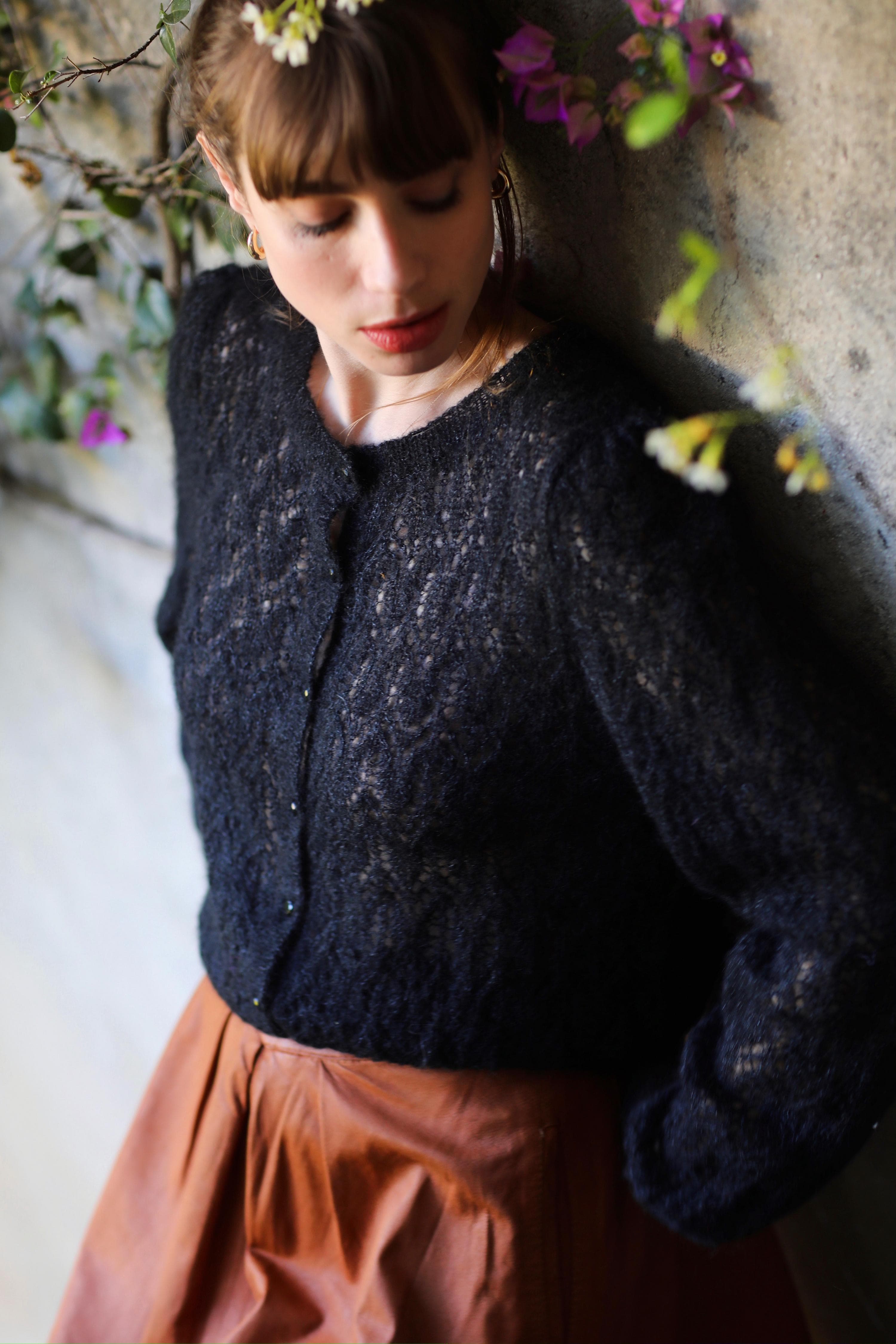 Veste Tricotée Anny Blatt Nathalia - Noir, Laine/mohair/soie, Style Chanel, Taille XL