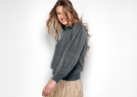 Pull Alix mohair et soie Gris mouette.