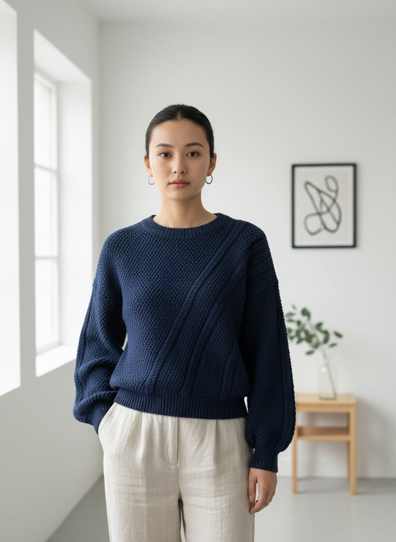 LANPULUX Pull En Laine Mérinos 100 % Pour Femmes, Manches Longues Col Roul Col Rond