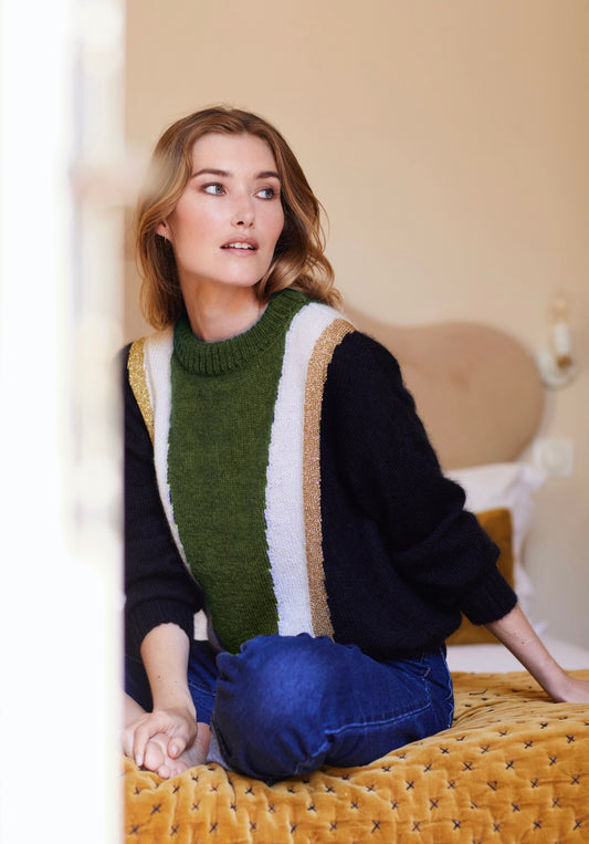 Pull Serena mohair Noir et Kaki.