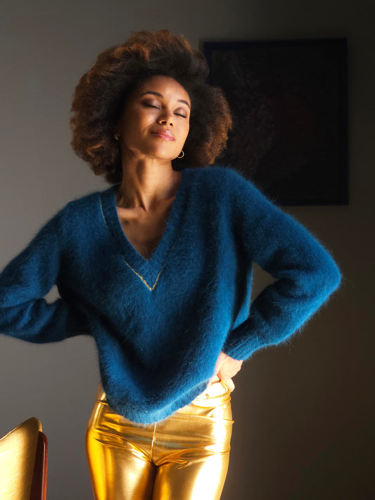 Pull Avy Angora Pacifique et doré.