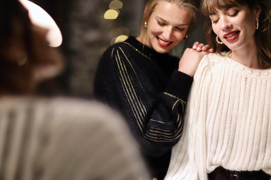 Pull Alix Angora Noir et doré.