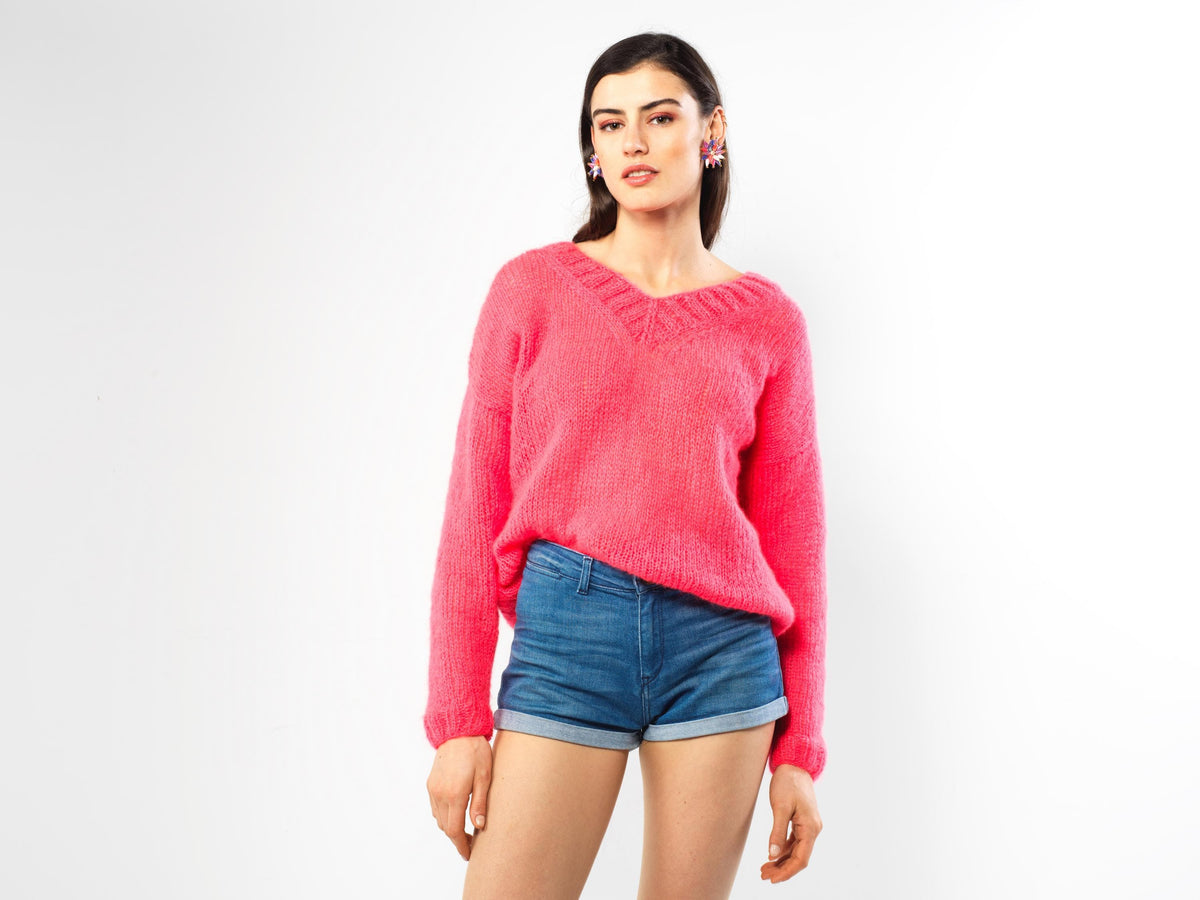 Pull Anny Blatt Bettina 2024 - Rayures Crochet Coton, Manches 3/4, Couleur Multicolore Taille XL