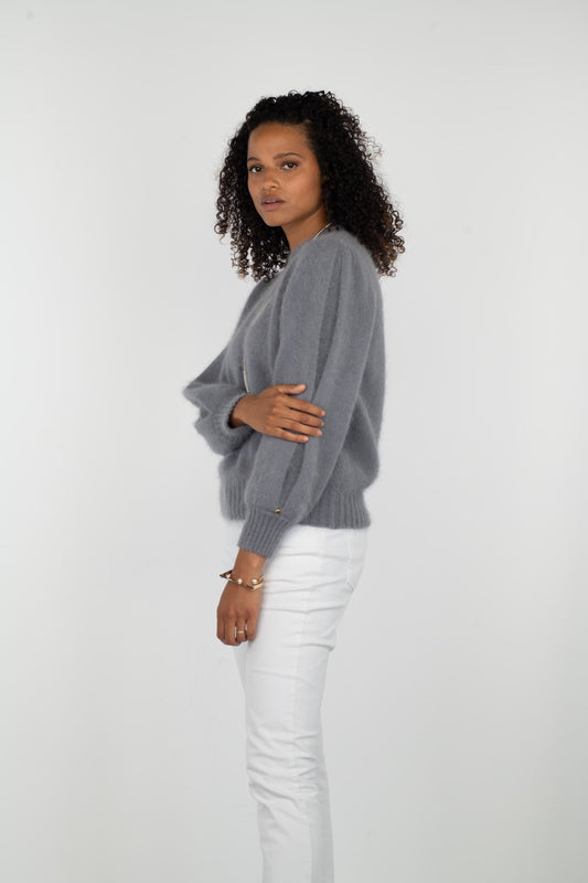 Pull Alix Angora gris cumulus