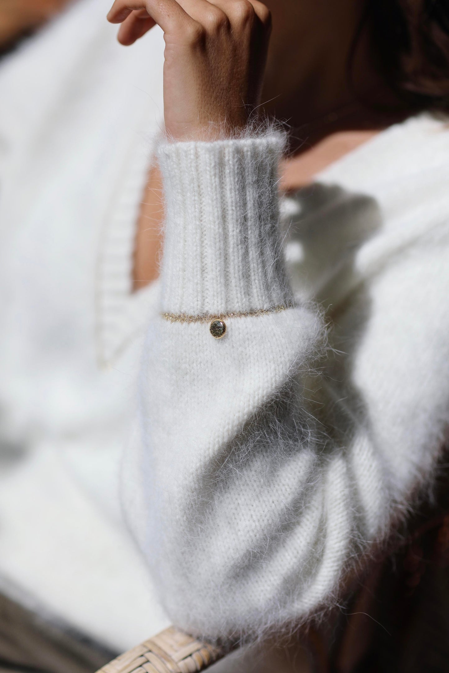 Pull Avy à tricoter en Angora et doré.
