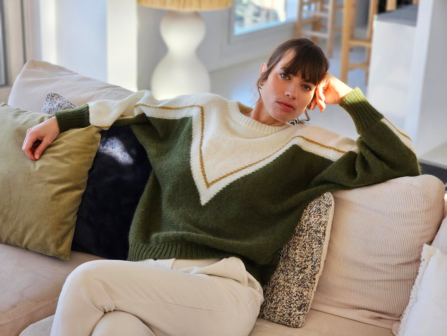 Pull Cyclone doré à tricoter.