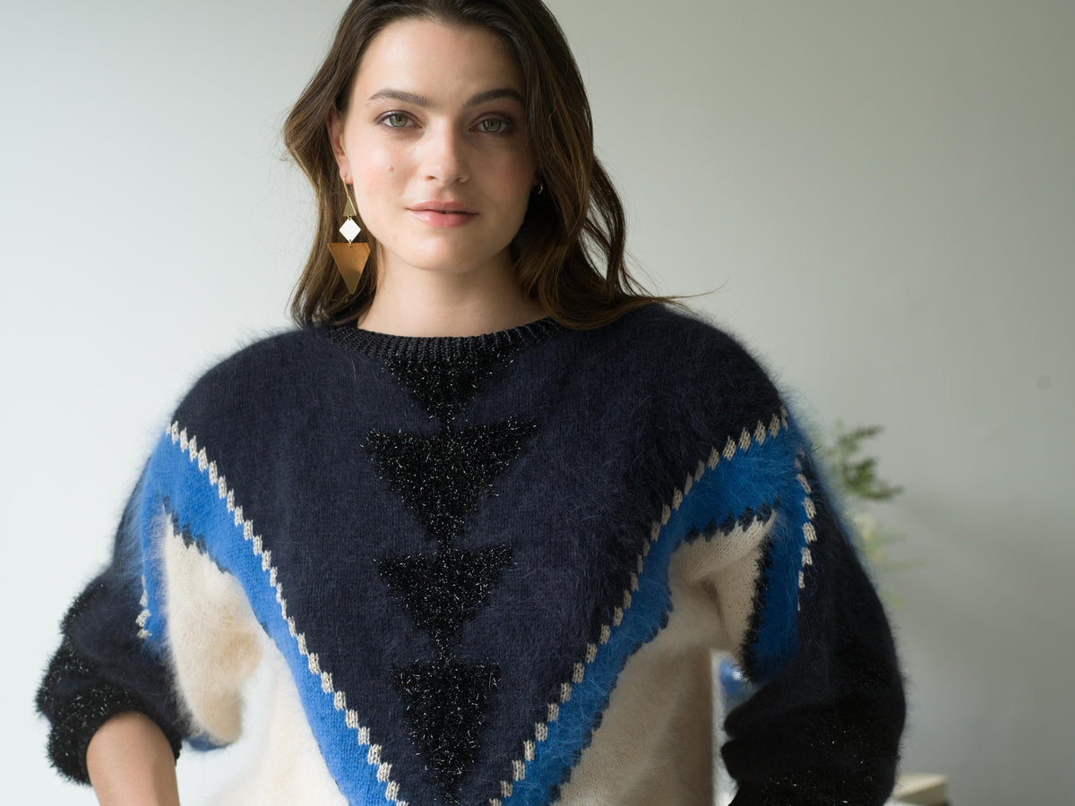 Pull Angora Tricoté Main ANNY BLATT Taille 36/38 – Noir, Parfait état