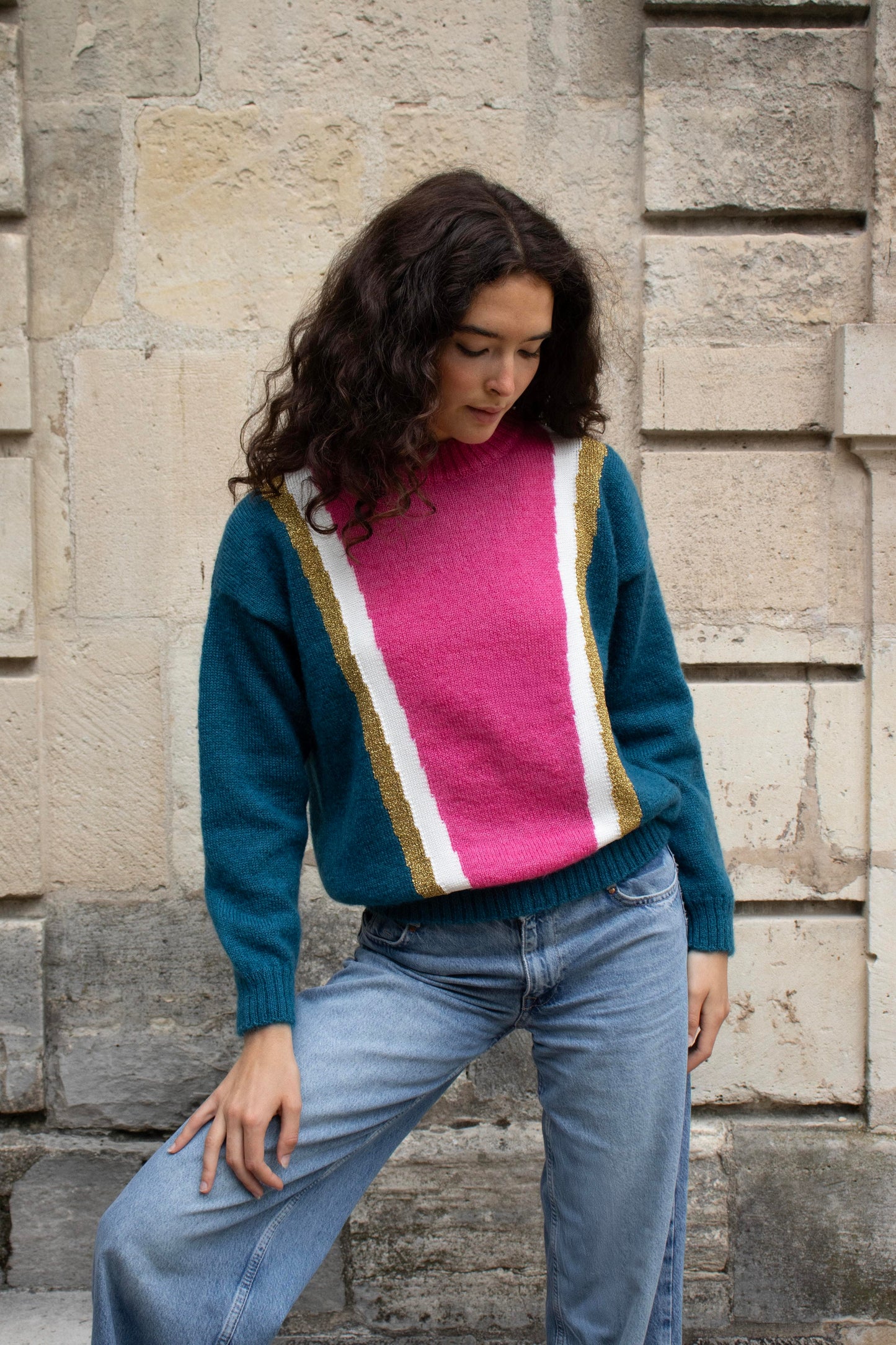 Pull Serena mohair Pacifique et rose - En précommande.