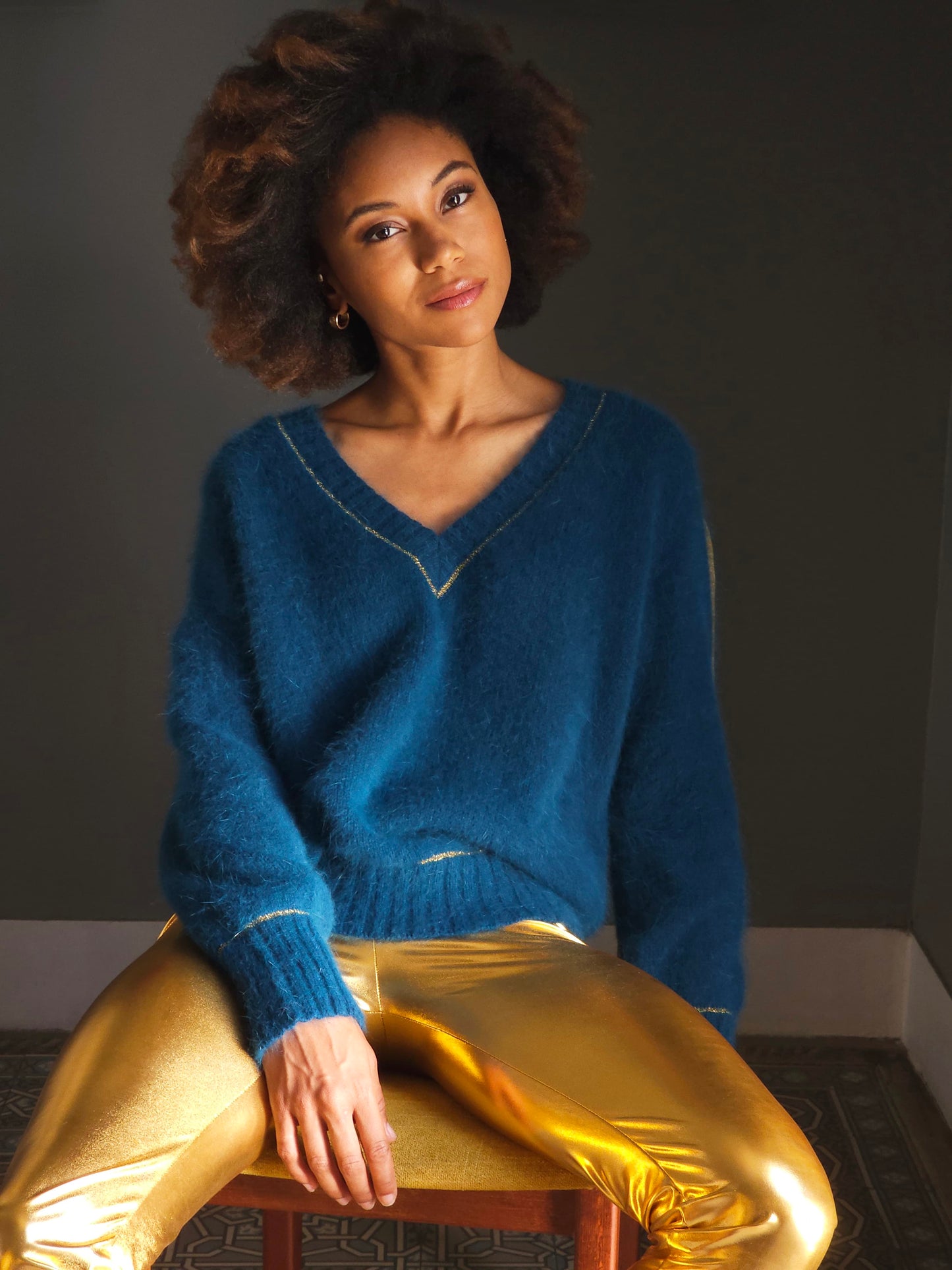 Pull Avy Angora Pacifique et doré.