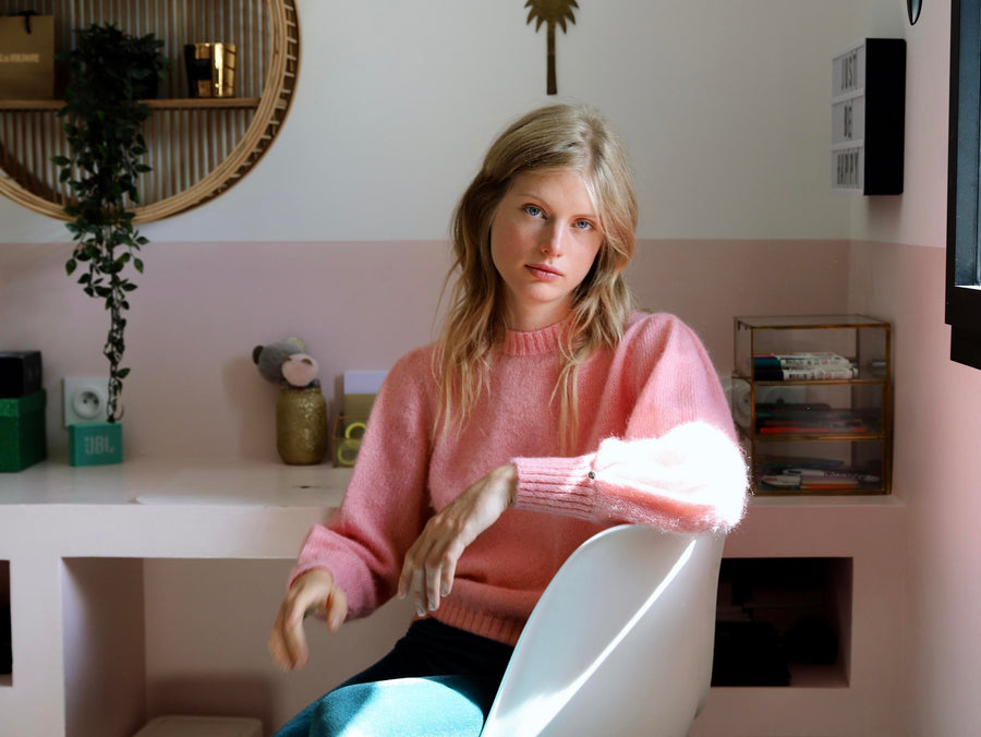 Charger l&#39;image dans la galerie, Pull Alix mohair et soie rose
