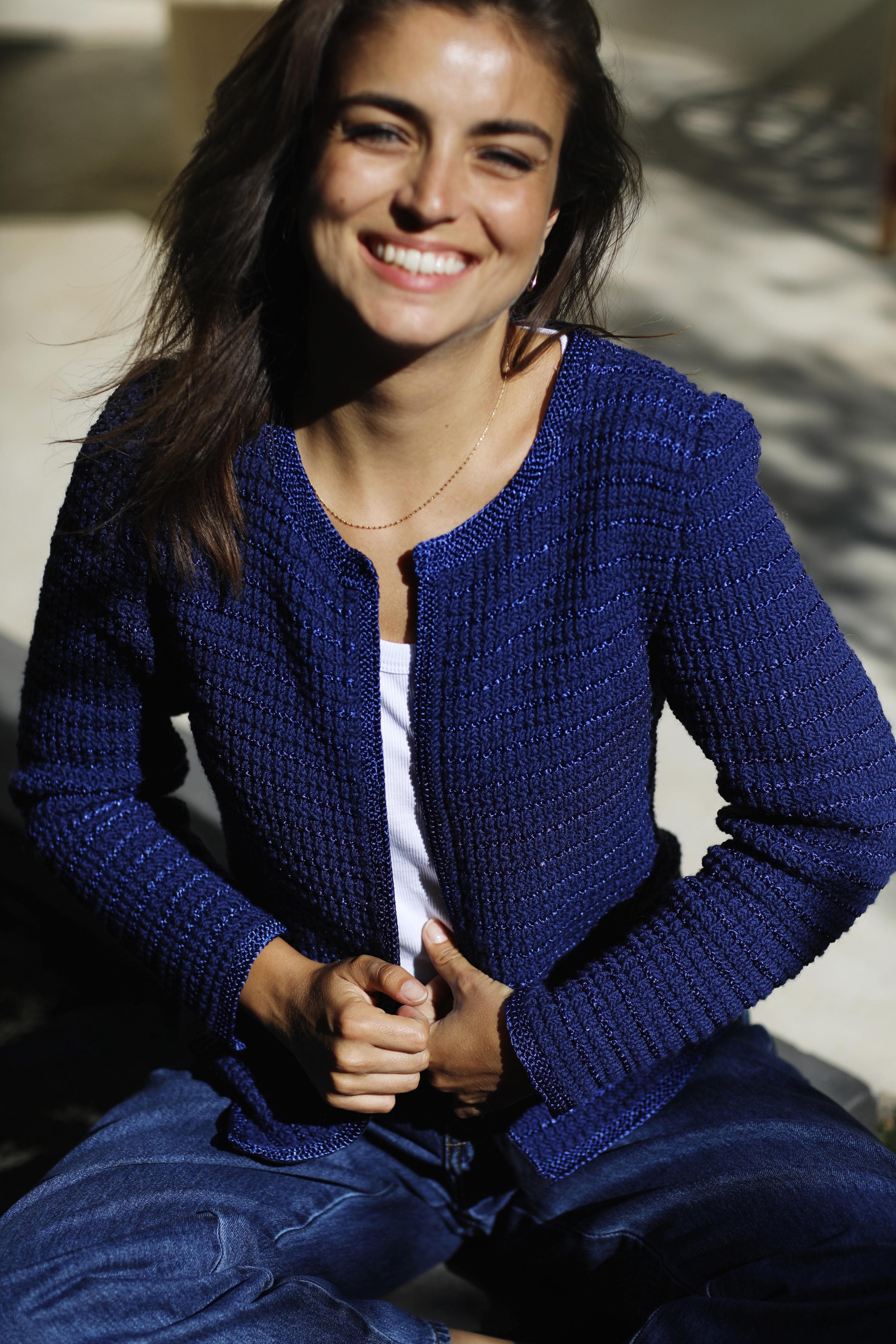 Modèle Veste pour Femme effet tweed à tricoter en Mérinos