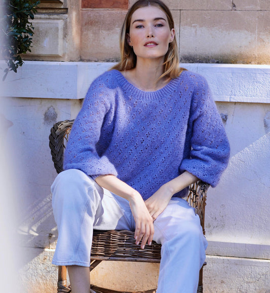 gilet à tricoter aux aiguilles circulaires gris violet 