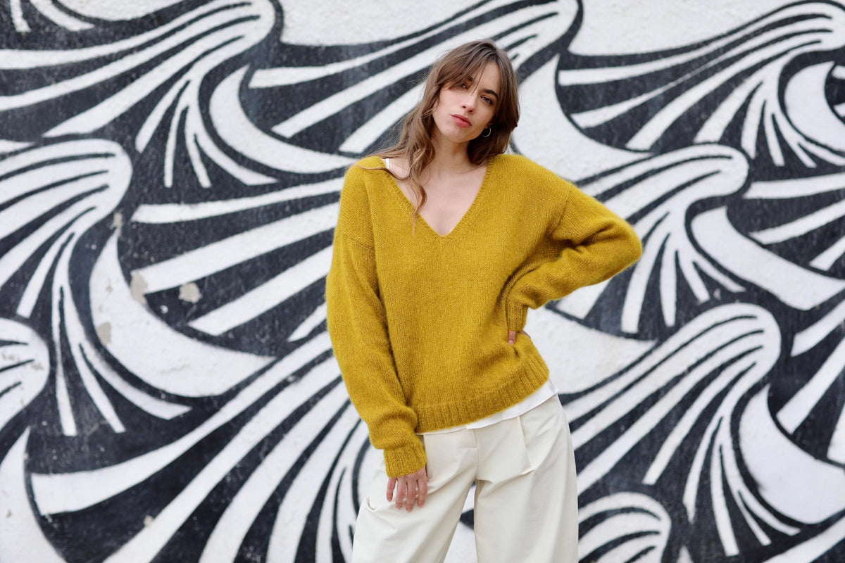 Pull Anny Blatt Fait Main En Mohair Et Soie Blanc - Taille XL, Luxe, Lavage Main