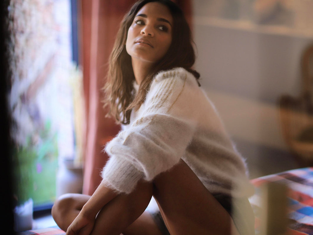 Pull Alix Angora Beige et doré