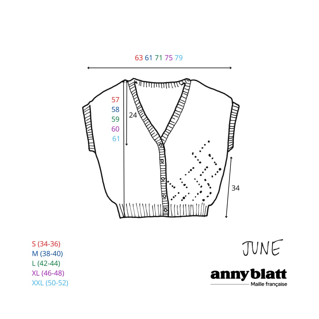 guide des tailles gilet sans manches en coton
