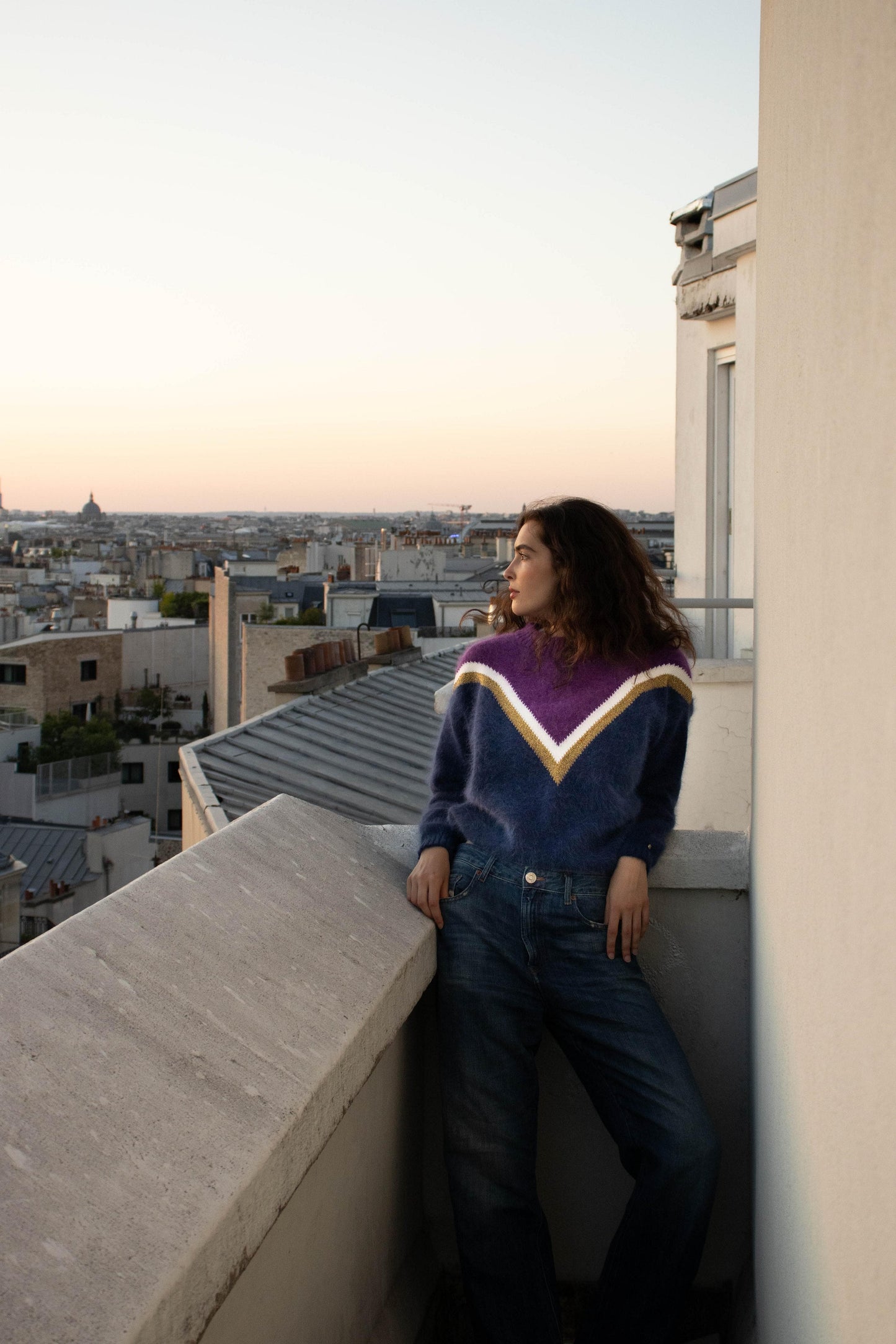 Pull Celeste Marine et mûre - En précommande.