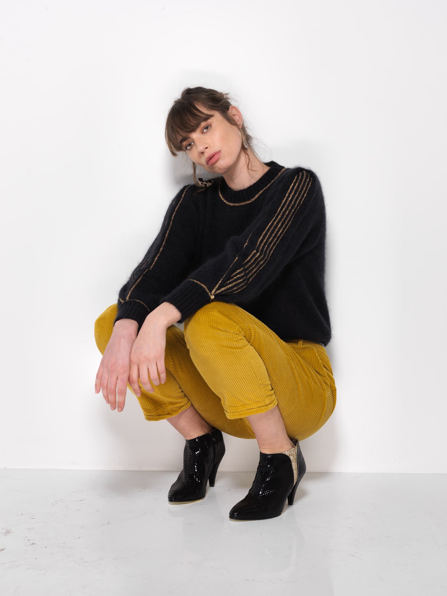 Pull Alix Mohair noir et doré
