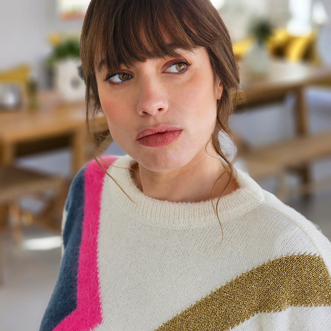 Pull Inès Baltique et or - En préco.
