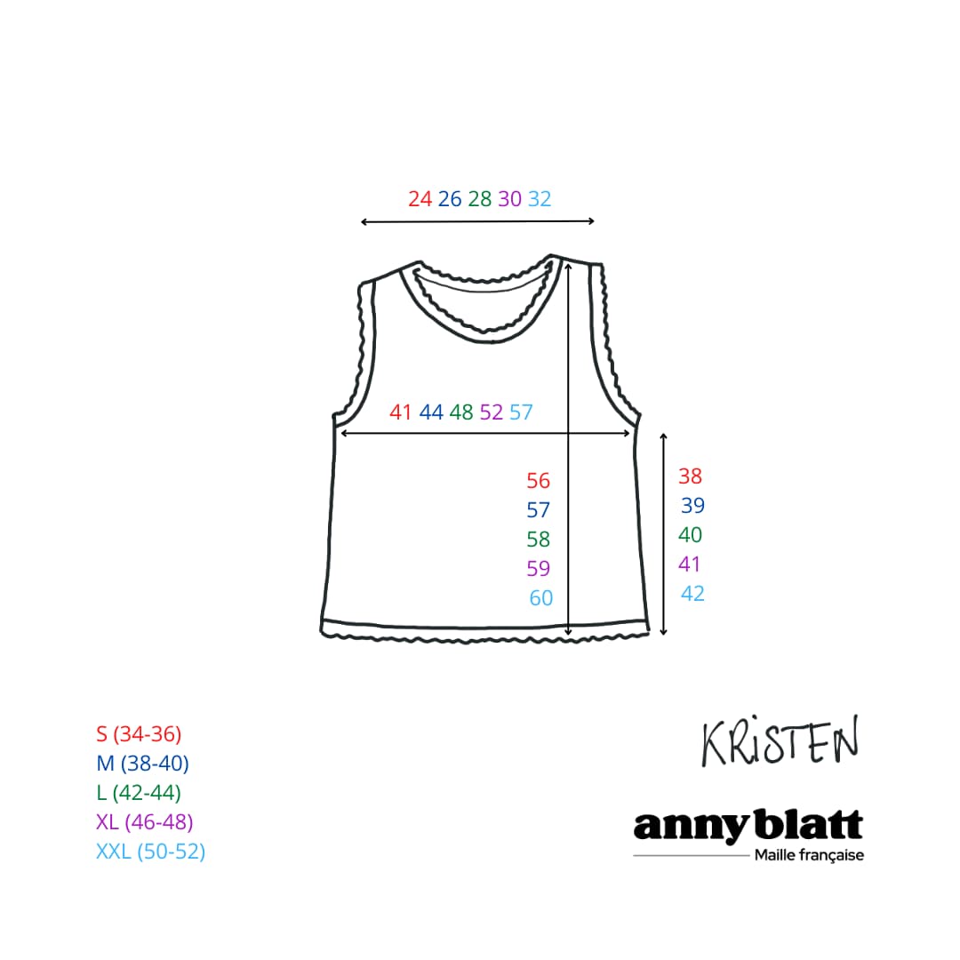 guide des tailles modèle tricot femme Kristen