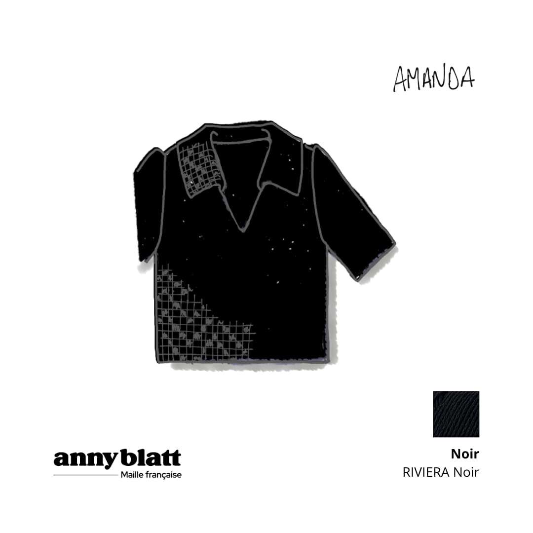 modèle crochet ajouré manches courtes en coton coloré noir