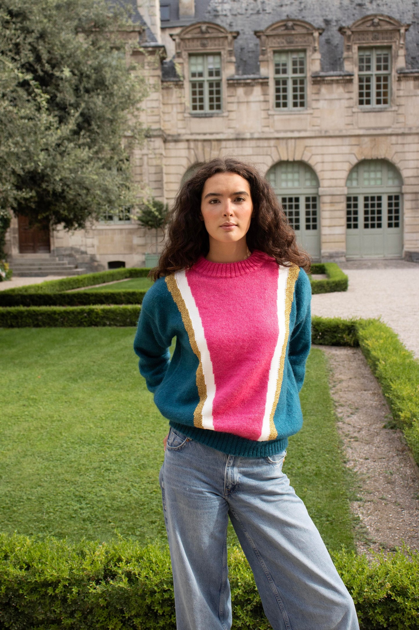 Pull Serena mohair Pacifique et rose - En précommande.