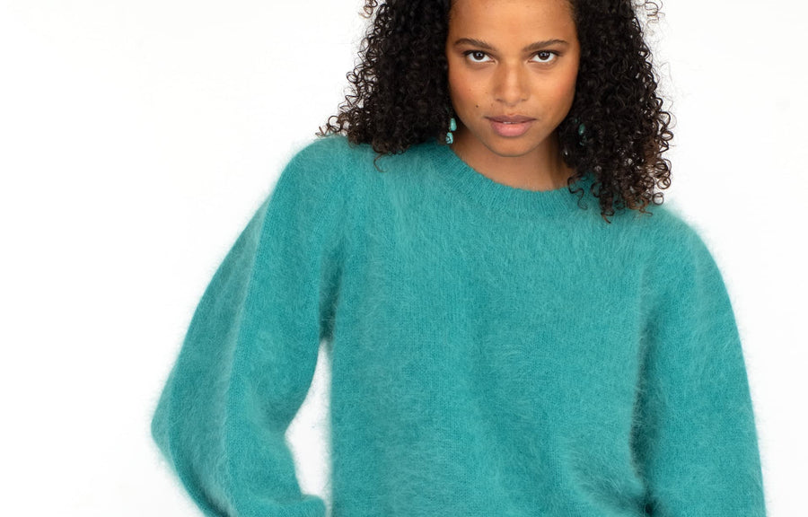 Charger l&#39;image dans la galerie, Pull Alix Angora vert Menthe
