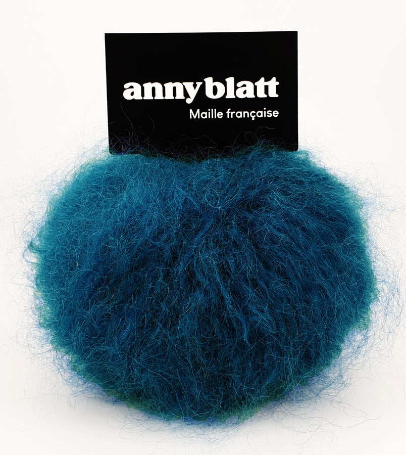 Charger l&#39;image dans la galerie, Pelote Mohair et laine bleu canard 
