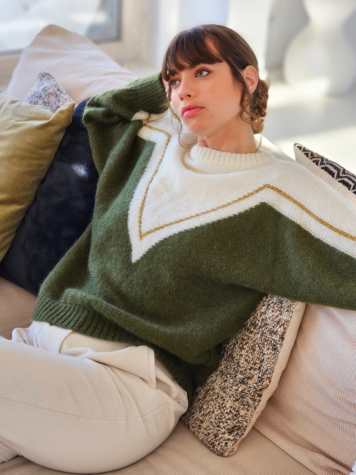 Pull Cyclone doré à tricoter.