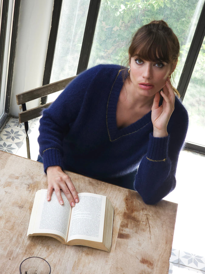 Charger l&#39;image dans la galerie, Pull Avy Mohair et or. 7 coloris.
