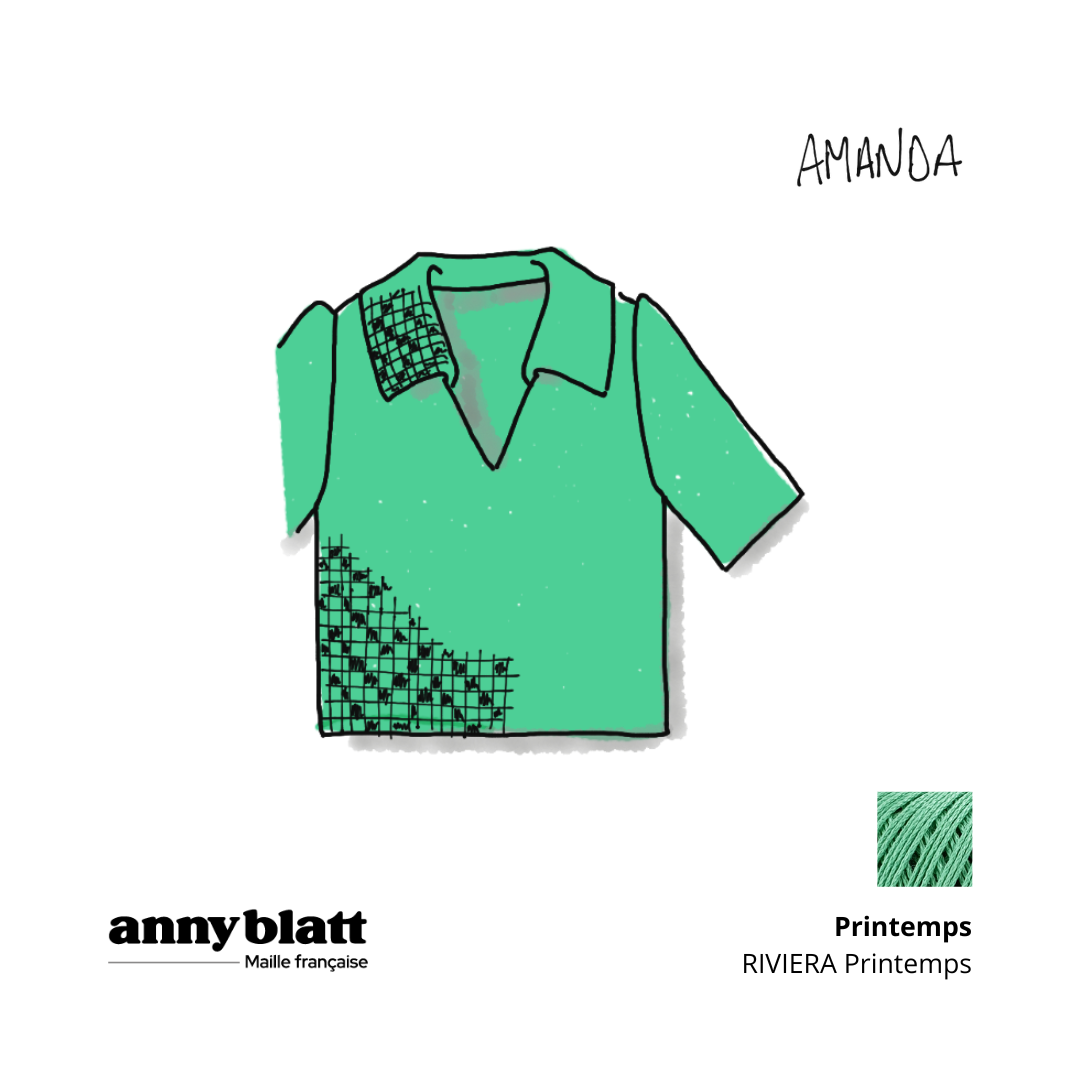 modèle crochet ajouré manches courtes en coton coloré vert