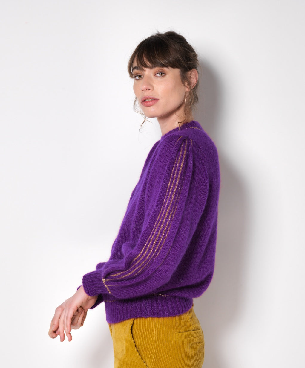 Pull Alix mohair Mûre et doré