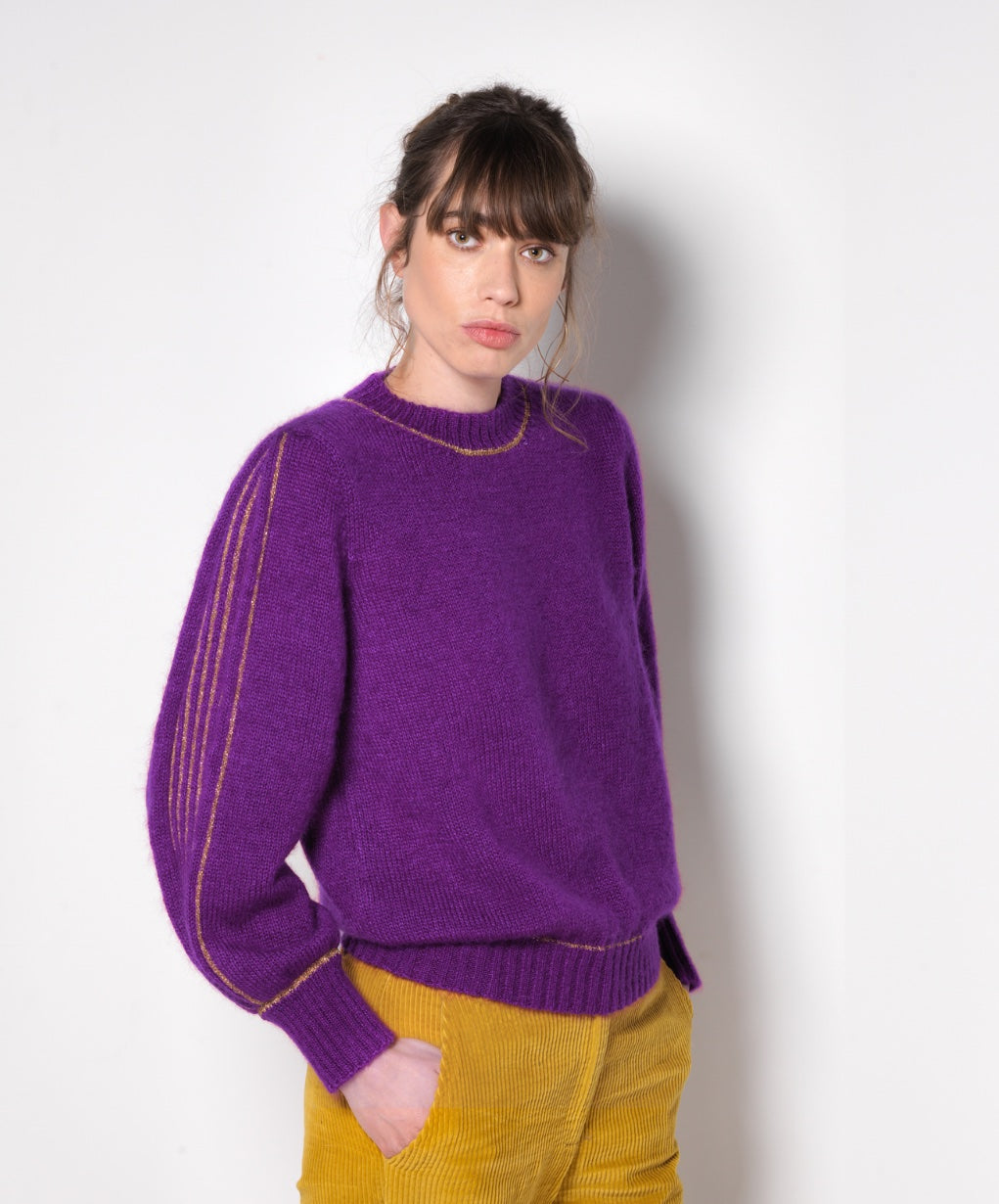 Pull Alix mohair Mûre et doré