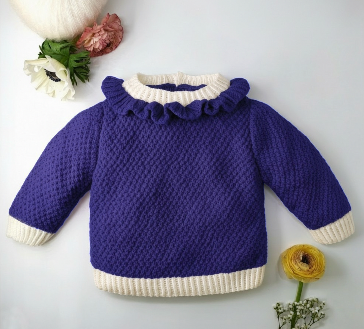 Brassière bébé Violette à tricoter.