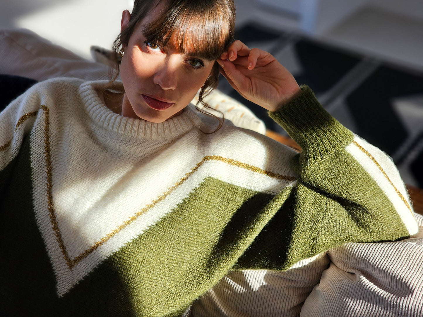 Pull Cyclone Kaki et doré.