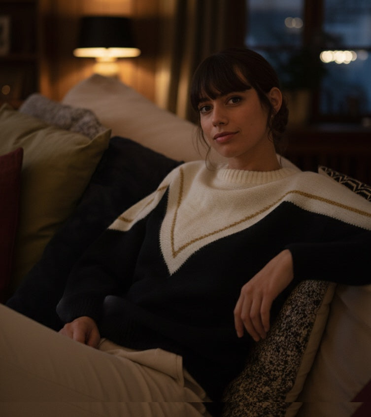 Pull Cyclone Noir et doré.