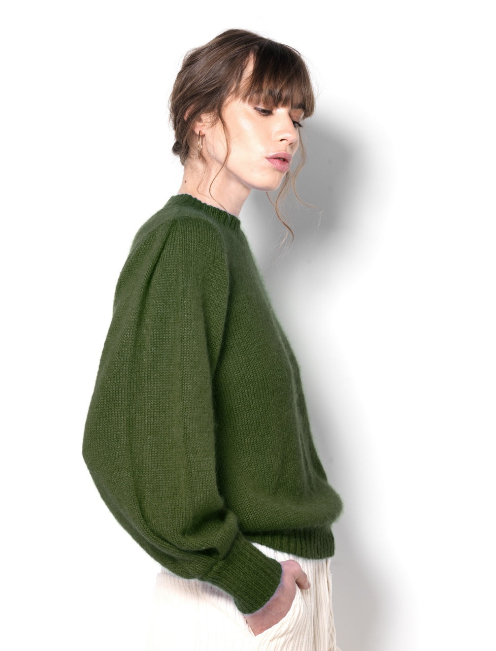 Pull Alix mohair et soie Kaki.