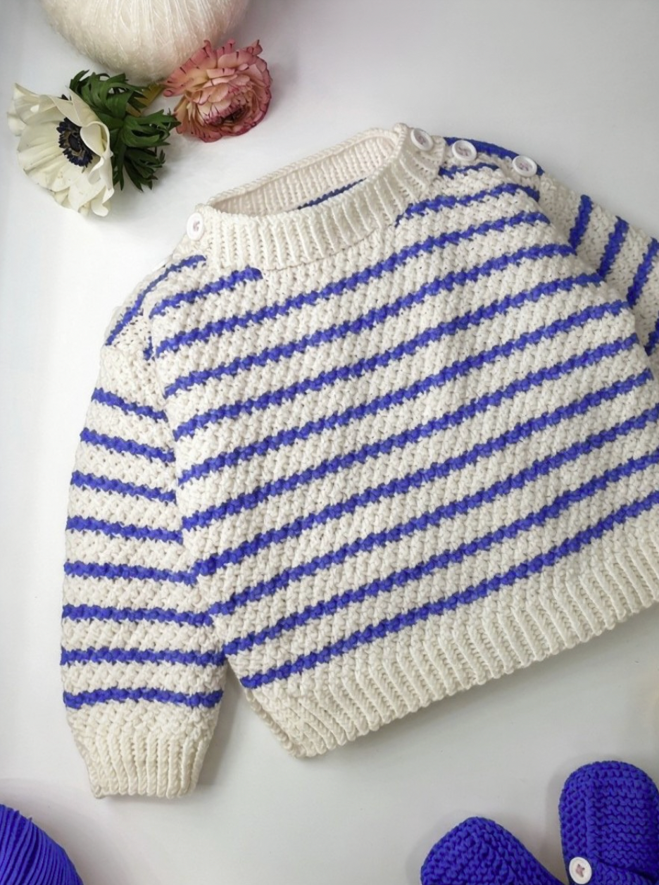 Pull bébé Jacinthe à tricoter