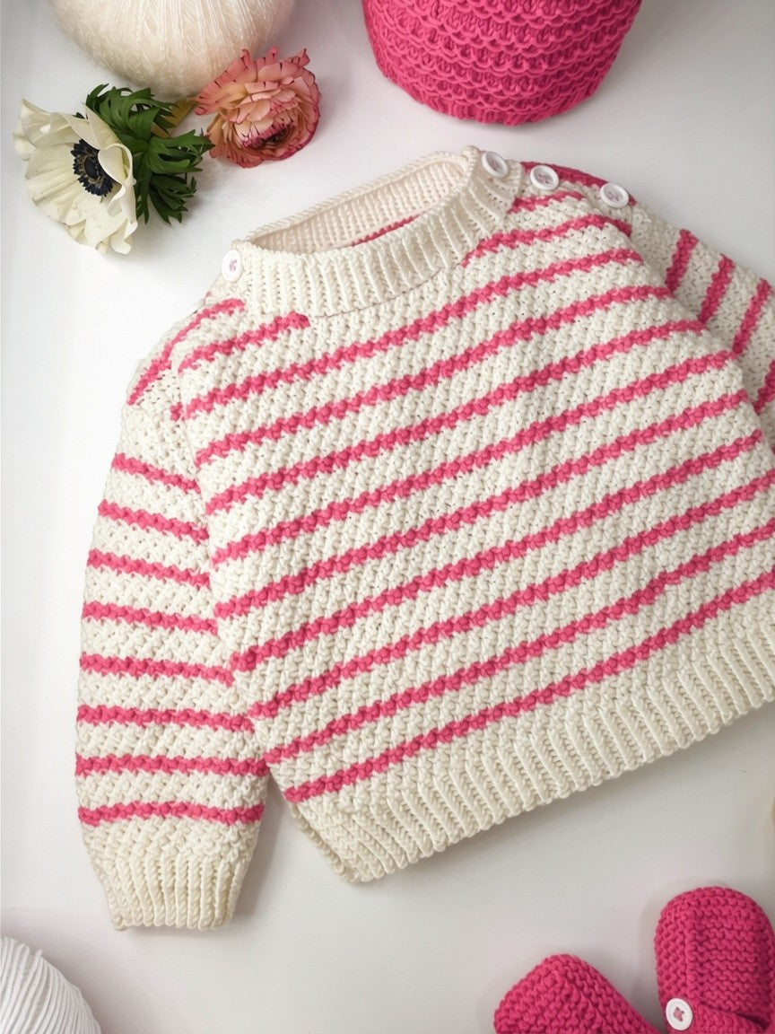 Pull bébé Jacinthe à tricoter
