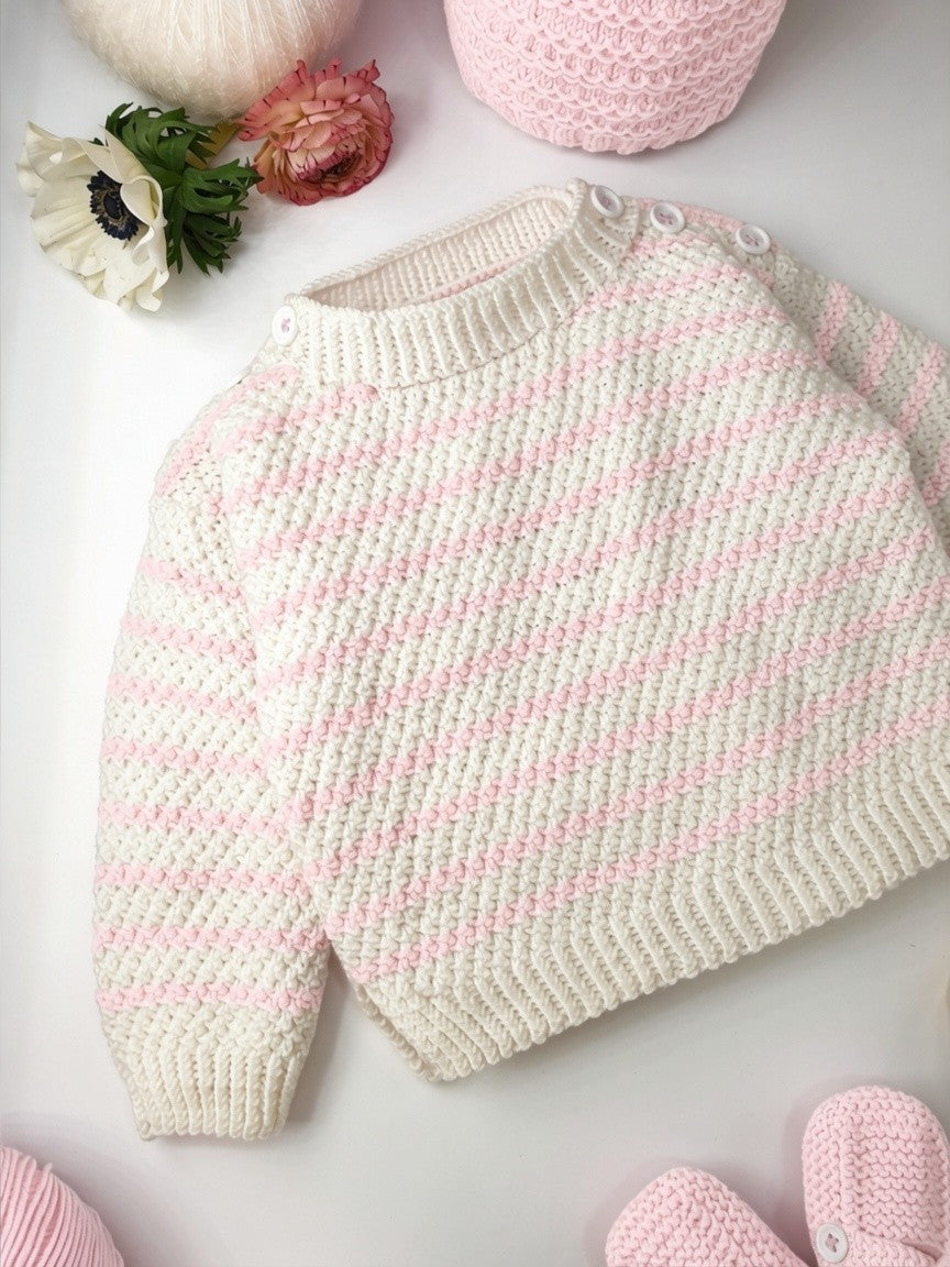 Pull bébé Jacinthe à tricoter