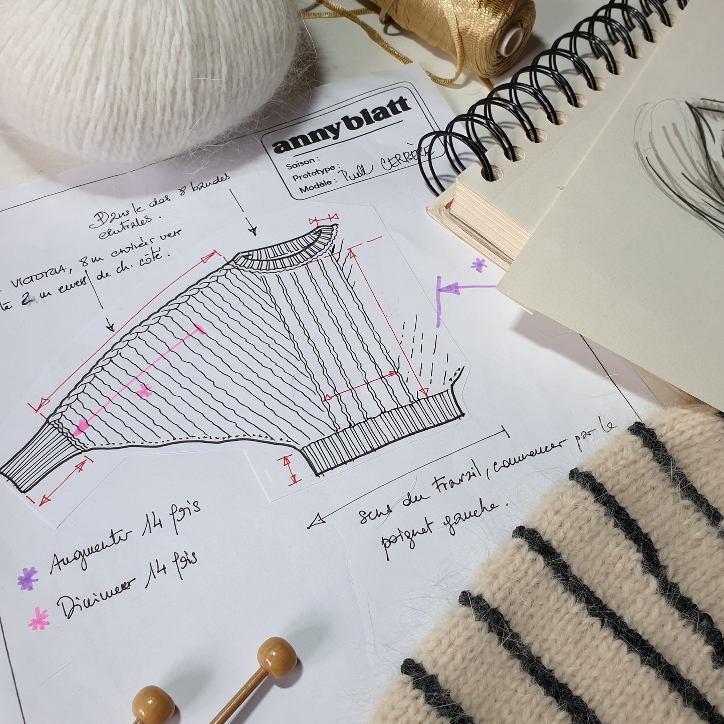 Pull Cerbère uni à tricoter