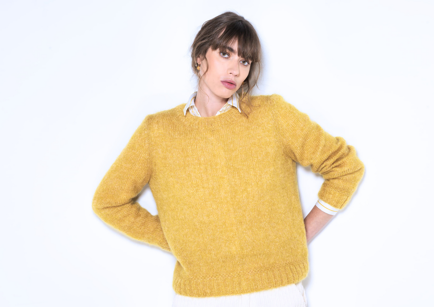 Pull Ambre chiné à tricoter.