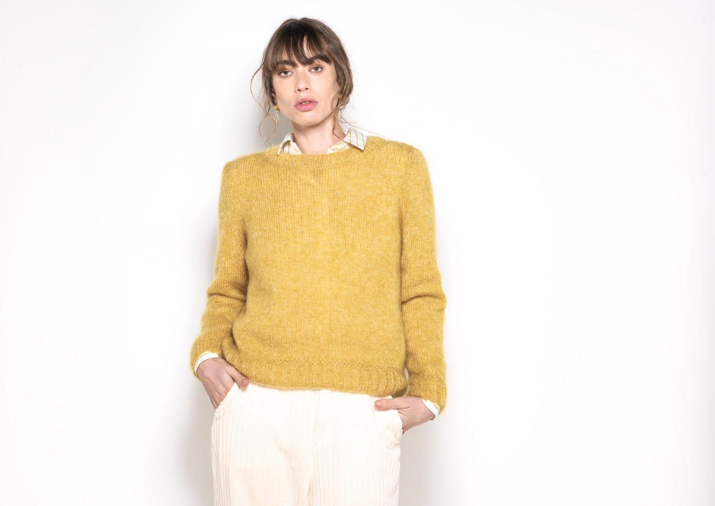 Pull Ambre chiné à tricoter.