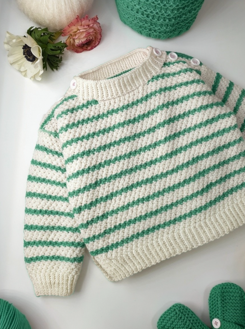 Pull bébé Jacinthe à tricoter