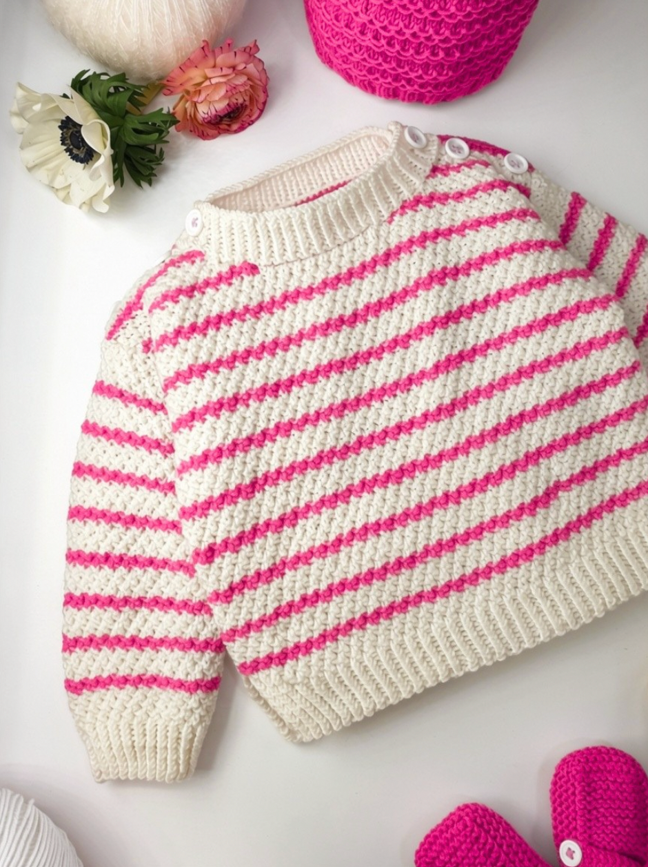 Pull bébé Jacinthe à tricoter