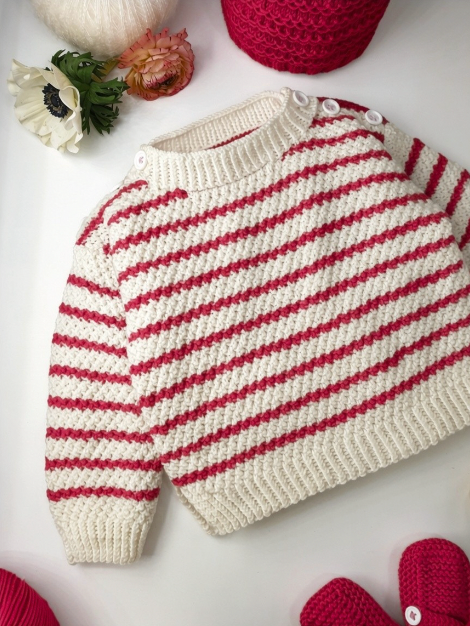 Pull bébé Jacinthe à tricoter