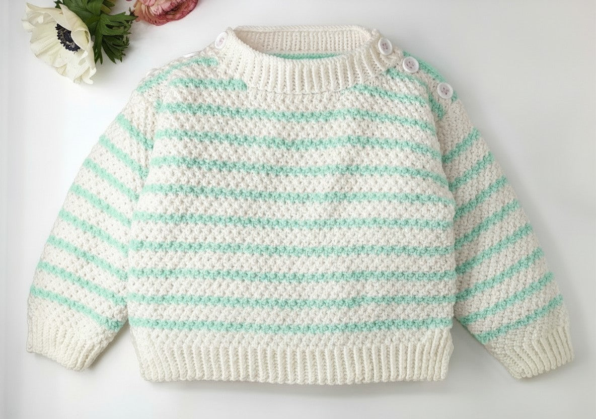 Pull bébé Jacinthe à tricoter