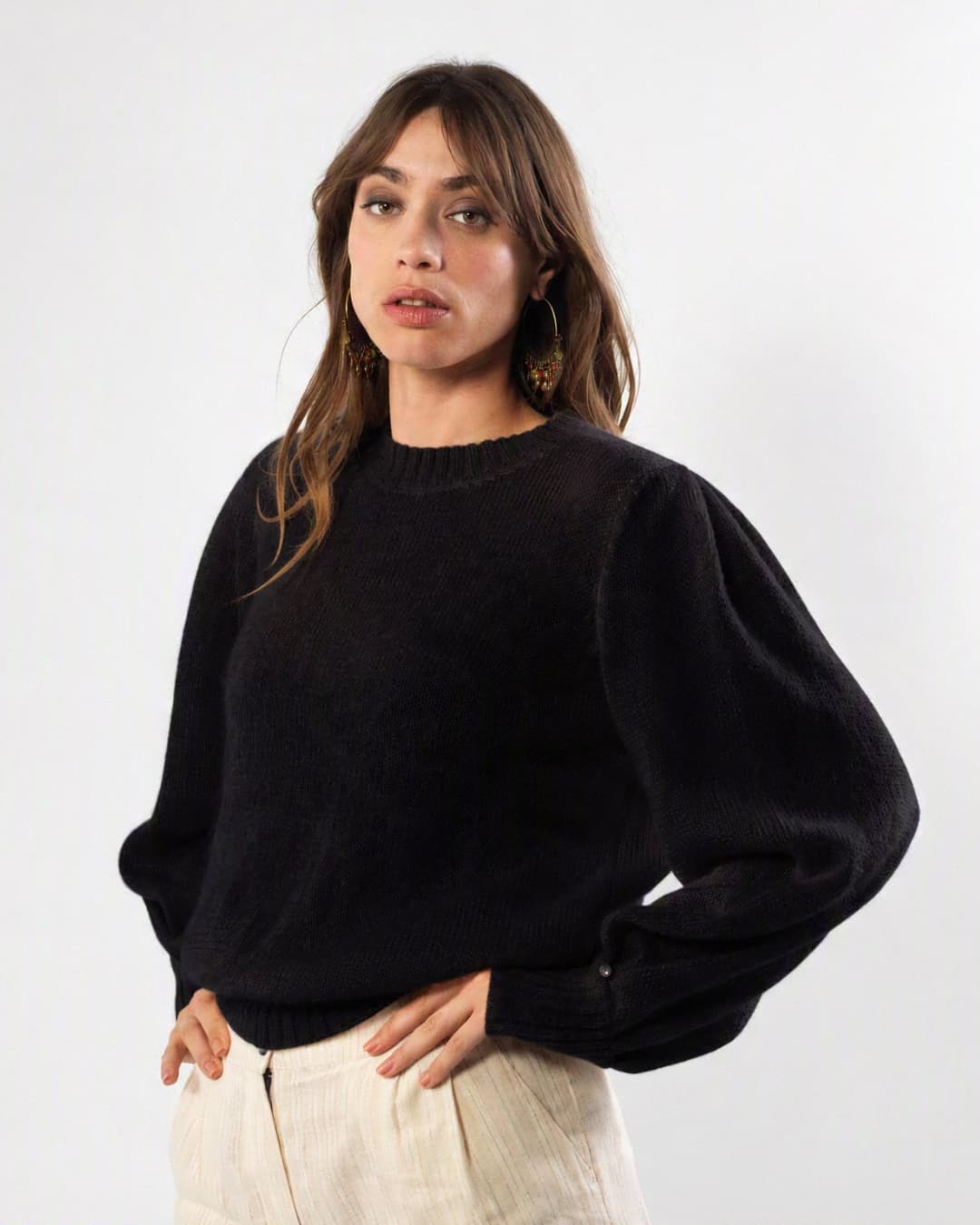 Pull Alix mohair et soie Noir.