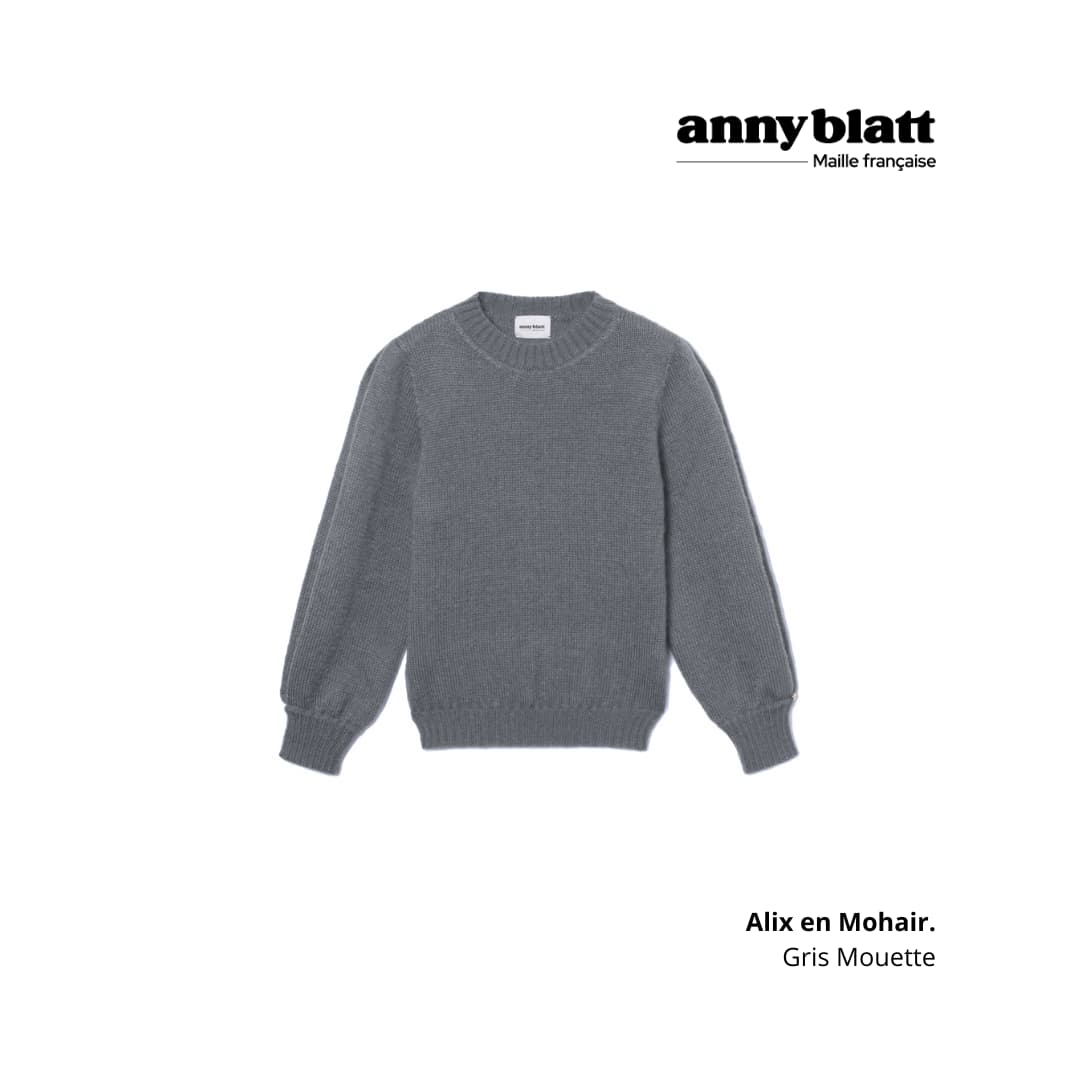 Pull Alix mohair et soie Gris mouette.